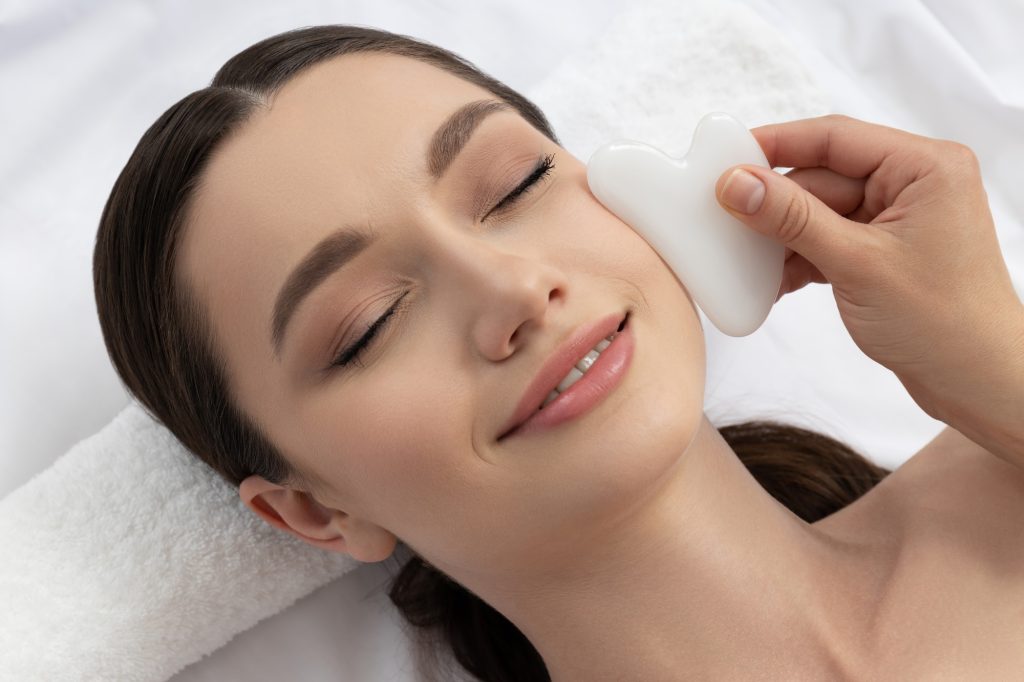 An attractive brunette at an appointment with a beautician
